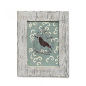 フレームデコ バードケージ 木製 かわいい アンティーク調 壁掛け グリーン オブジェ ウォールデコ