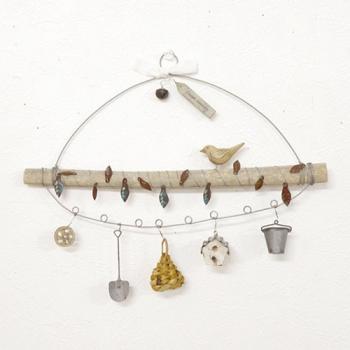 リーフツリー 小鳥 ウォールデコレーション ミニチュアボックス ガーデンツール かわいい