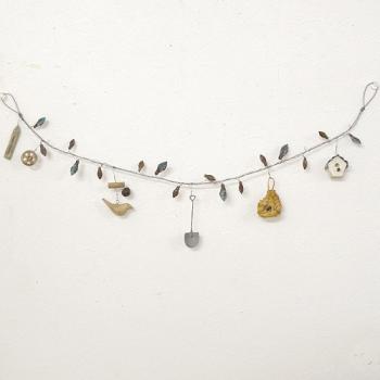 リーフガーランド 小鳥 ウォールデコレーション ミニチュアボックス ガーデンツール かわいい