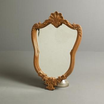 ミラー(無塗装) アンティーク調 おしゃれ 木製 シャビー 鏡 ライトブラウン 高さ70