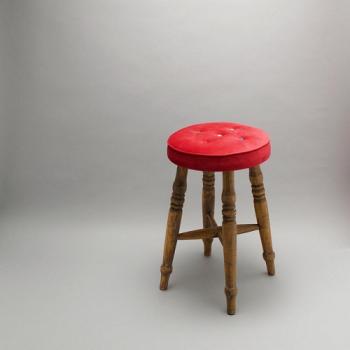 スツール アンティーク家具 おしゃれ 木製 コットン レッド かわいい 椅子 高さ48