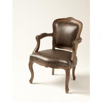 チェアー アンティーク家具 おしゃれ 木製 高級感 レザー 椅子 ブラウン 高さ86