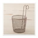 ワイヤーポットカバーL アイアン ナチュラル アンティーク加工 庭 ケース おしゃれ ハンギング