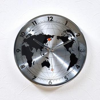 SPICE EDGE 壁掛け時計 GLOBE シルバー 30cm ウォールクロック