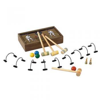 SPICE FESTA HOME レトロミニクロッケーゲーム 木製 ミディアムブラウン 幅23