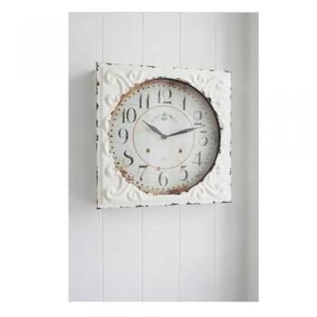 ホワイトスチール ウォールクロック シャビー 壁掛け 時計 電池 おしゃれ レトロ