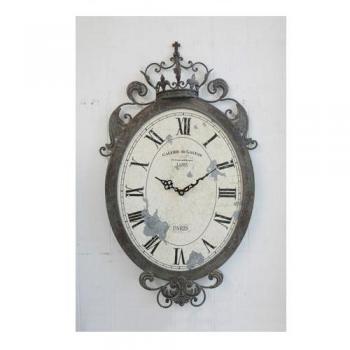 クラウン オーバルクロック シャビー 壁掛け 時計 電池 おしゃれ アンティーク調