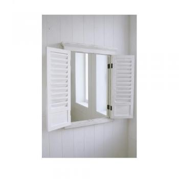 ルーバー ミラー アンティーク調 おしゃれ シャビー 鏡 壁掛け 小窓 フレンチ カントリー