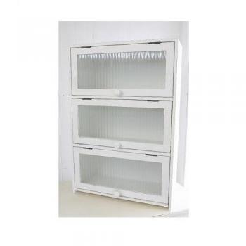 ブラン スリードアキャビネット シャビー おしゃれ 白 収納 ディスプレイ 木製 棚 整理 ガラス