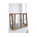 ラスティ ダブルドアケース アンティーク調 おしゃれ 茶 収納 ディスプレイ 木製 棚 ガラス