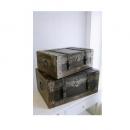 ウッデン トランクボックス2点セット アンティーク調 トラベル ディスプレイ ケース 収納 おしゃれ