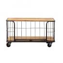 SPICE ANCIENT 2段ワイドワゴンラック アイアン&ウッド ナチュラル 高さ50