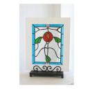 ステンドグラス バインローズS アンティーク調 薔薇 オブジェ 置物 おしゃれ 白 ホワイト