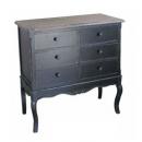 シャビーシックワイド6ドロワーチェスト(黒 ブラック)アンティーク調 インダストリアル 木製