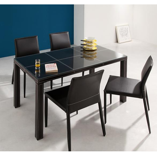 イタリアンモダンデザイン クロスステッチレザーガラスダイニング【VALLONE】ヴァローネ