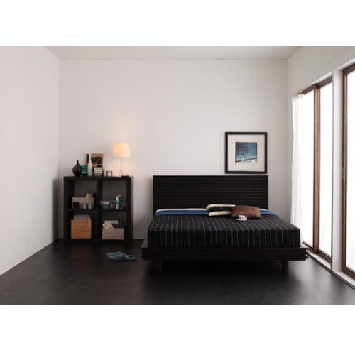 照明・棚付きフロアベッド【ROSSO】ロッソ【ボンネルコイルマットレス付き:ロングサイズ】