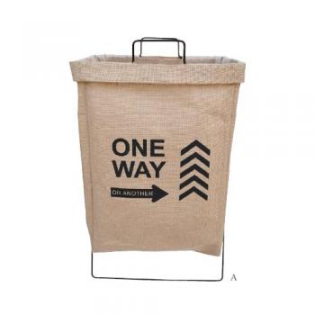 ジュートランドリーバスケットA かご アイアン 麻 持ち手 ナチュラル 収納 洗濯かご 折りたたみ