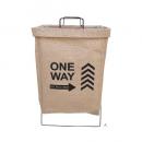 ジュートランドリーバスケットA かご アイアン 麻 持ち手 ナチュラル 収納 洗濯かご 折りたたみ