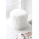 フラッフィーソリッドスツール 椅子 木製 モフモフ おしゃれ スツール ホワイト 高さ37