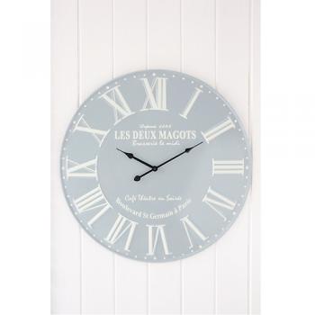 ドゥーマゴー・ラージクロック アンティーク調 グレー おしゃれ 時計 スチール 直径58