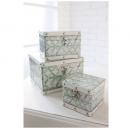 リーフィーボックス3個セット アンティーク調 グリーン 収納 おしゃれ 高さ8.5~12.5