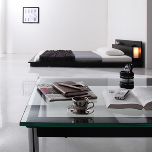 モダンライト・コンセント付フロアベッド【Kaon】かおん【マルチラススーパースプリングマットレス付】