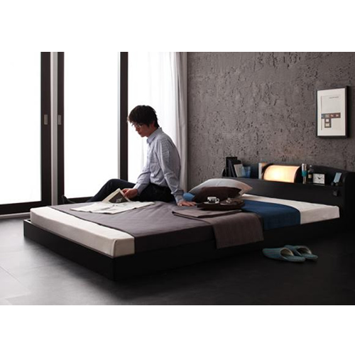 照明・コンセント付きフロアベッド【BRUTUS】ブルータス 【ポケットコイルマットレス付き】