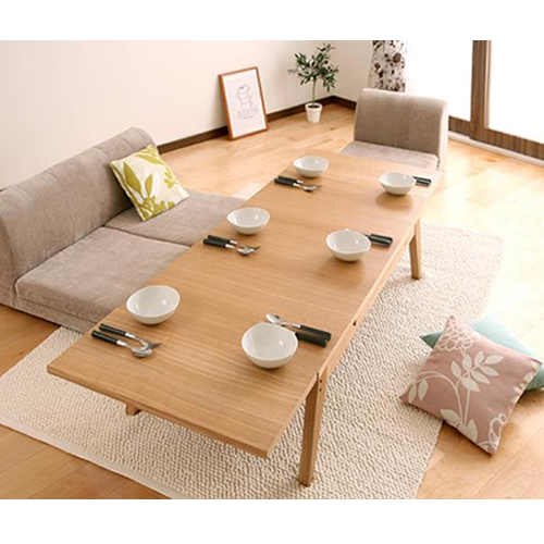 ワイドに広がる伸長式!天然木エクステンションリビングローテーブル 【Paodelo】パオデロ