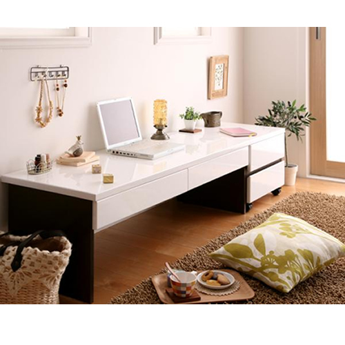 鏡面仕上げ デザインシステムデスク ロータイプ【Lutz】ルッツ