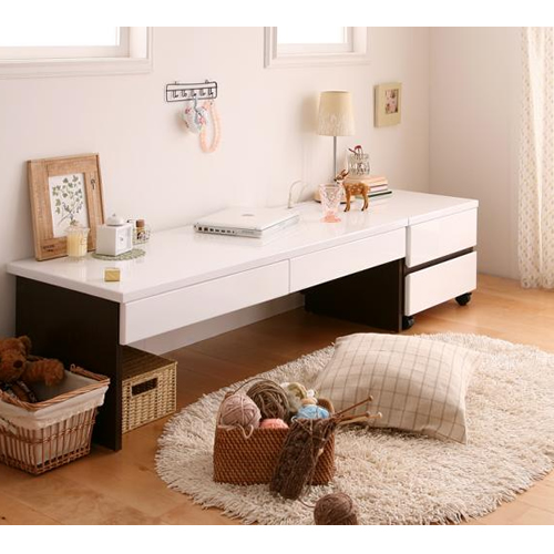 鏡面仕上げ デザインシステムデスク ロータイプ【Lutz】ルッツ