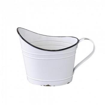 SPICE プロヴァンスブリキ ワンハンドルオーバルポット ホワイト プランター 高さ27