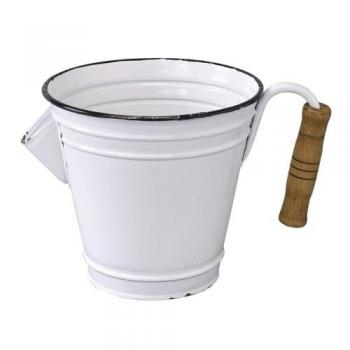 SPICE プロヴァンスブリキ ウッドハンドルバケツ ホワイト 2個セット プランター 高さ13