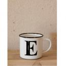イニシャルマグE3個セット ホーロー アンティーク風 おしゃれ 白 ホワイト アルファベット コップ