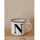 イニシャルマグN3個セット ホーロー アンティーク風 おしゃれ 白 ホワイト アルファベット コップ