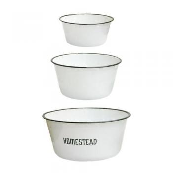 ボウル3個セット ホーロー キッチン用品 食材洗い アンティーク調 ホワイト 白 おしゃれ かわいい