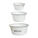 ボウル3個セット ホーロー キッチン用品 食材洗い アンティーク調 ホワイト 白 おしゃれ かわいい