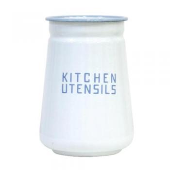 ユーテンシルホルダー ホーロー キッチン用品 カトラリーBOX アンティーク調 ホワイト 白