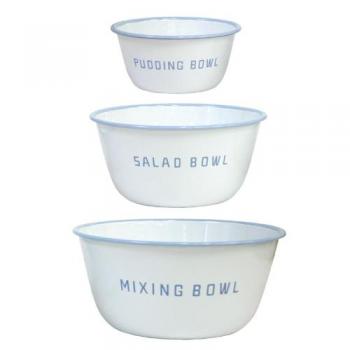 ボウル3個セット ホーロー キッチン用品 食材洗い アンティーク調 ホワイト 白 おしゃれ かわいい