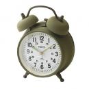 置き時計 デスク テーブル 卓上 スチール ガラス プラスチック カーキ 目覚まし時計 高さ15.5