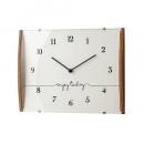 電波掛け時計 アンティークウッド モダン おしゃれ ホワイト ガラス ナチュラル 幅32