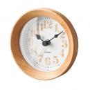 電波置き時計 アンティークウッド モダン 目覚まし時計 ガラス ナチュラル 直径10.5