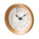 電波置き時計 アンティークウッド モダン 目覚まし時計 ホワイト ナチュラル 直径10.5