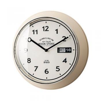 掛け時計 カレンダー お部屋のイメージチェンジ アイボリー カジュアル 直径32.5