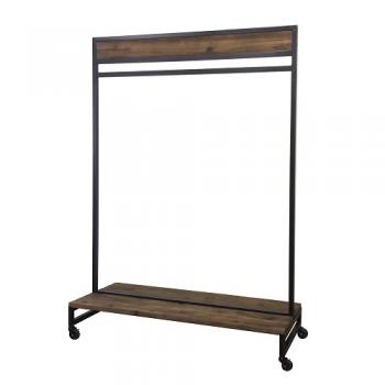 ハンガーラック アンティーク調家具 古材 スチール ラック モミの木 ブラウン 木製 高さ167.5