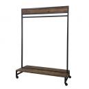 ハンガーラック アンティーク調家具 古材 スチール ラック モミの木 ブラウン 木製 高さ167.5