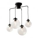 ペンダントライト おしゃれ アンティーク調 4灯 電球付き クリア シンプル ブラック 幅59