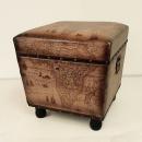 ウッドスツール アンティーク調 収納ケース ボックス 古代地図 おしゃれ ブラウン 椅子 幅39