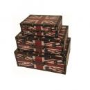 ユニオンジャックスーツケース 3個セットアンティーク調 収納ケース おしゃれ レッド 幅30~45