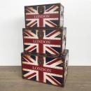 ユニオンジャックトランクケース 3個セットアンティーク調 収納ケース おしゃれ レッド 幅42~55