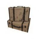 ファブリックスーツケース 2個セットアンティーク調 収納ケース おしゃれ グレー 幅38~44